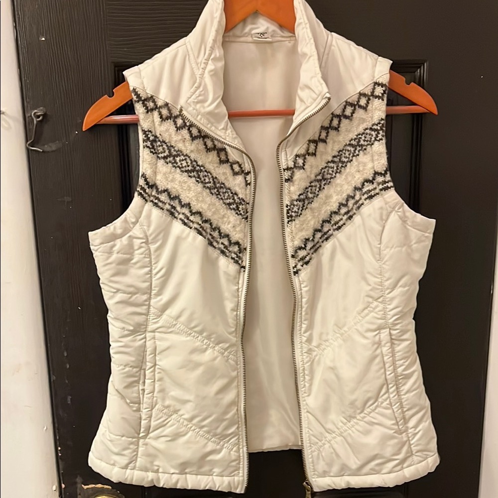 Prana Brown and White Quilted Vest